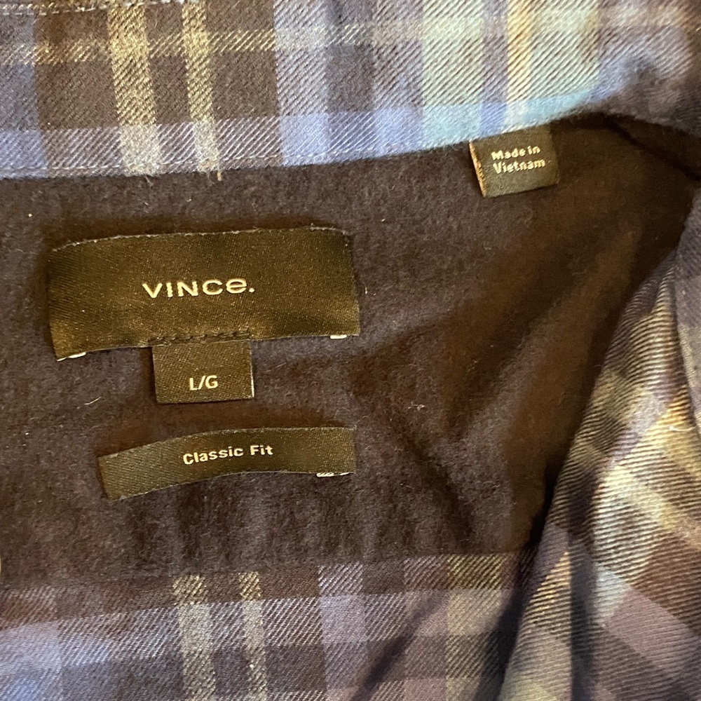 Vince Men's Blue and Black Checkered Shirt - Picture 2 of 9